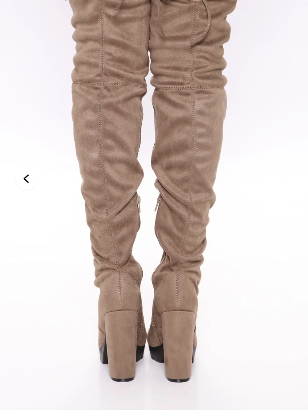 Fashion Nova Taupe Over-the-Knee Suede Block Heel Boots